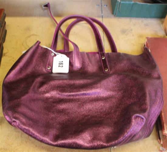 Tiffany & Co purple leather tote bag with detachable purse